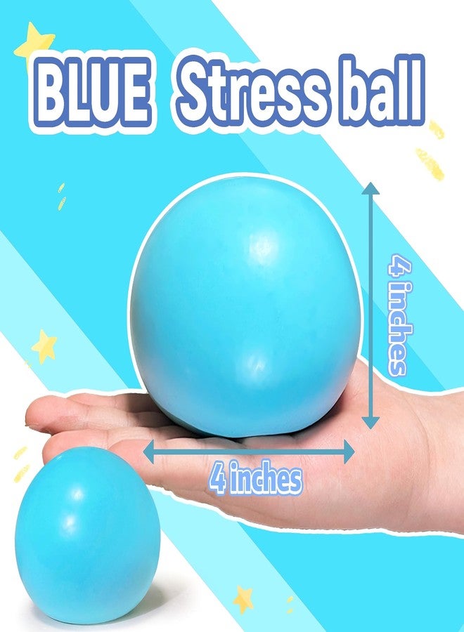 EVDERS 4 Inch Giant Squeeze Stress Balls for Kids and Adults - Jumbo Squishy Dough Ball, Squishy Sensory Toys for Kids Party Favors, Goodie Bag Stuffers, Squeeze Stress Toys for Anxiety Relief (Blue) - Image 2